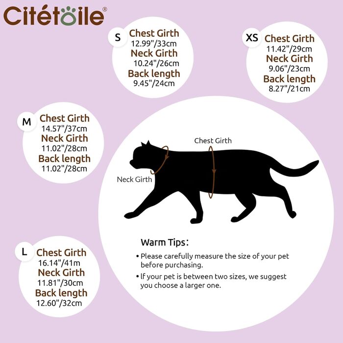 Одяг для котів після операції Citétoile: комбінезон для захисту животика, альтернатива E-обротню, розмір L, фіолетовий