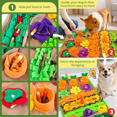 Нюхальна килимок для собак великих порід та силіконовий килимок для ласощів, інтерактивна іграшка-головоломка, щоб зайняти собаку, розвиваюча нюхальна килимок для повільного годування. Розміри: 76,2 x 45,7 см (килимок) + 20,3 x 20,3 см (силіконовий килимо