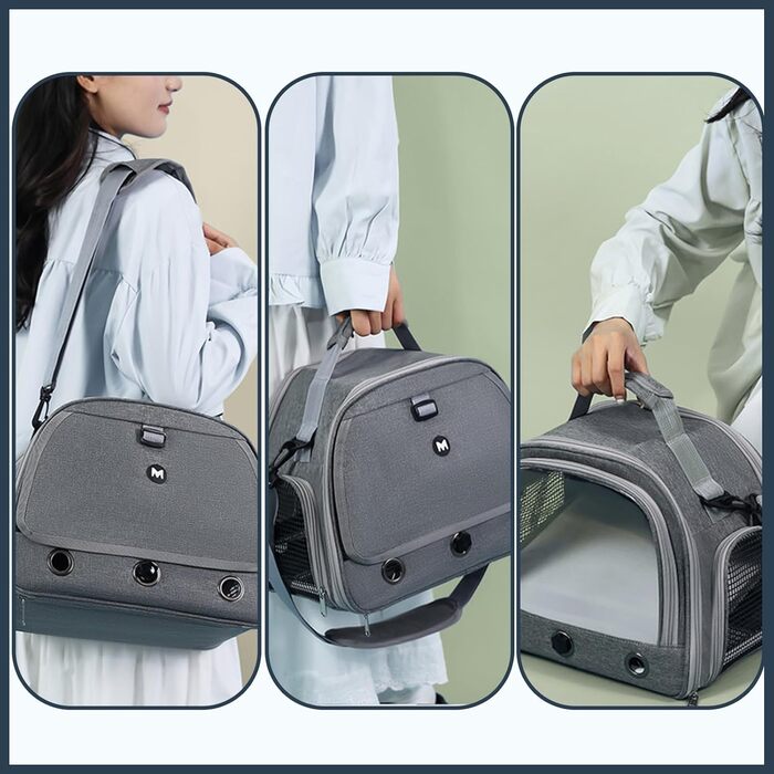 Транспортна переноска для кота, кролика, хом'яка, морської свинки, сіра. Зручна, складна, дихаюча переноска для тварин