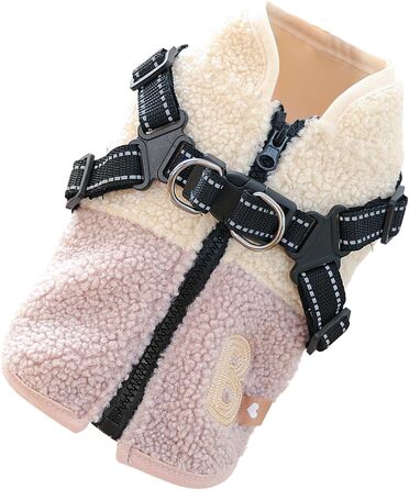 Зимовий теплий одяг для собак, з флісовою підкладкою, костюм для домашніх тварин з отвором для шлейки, для цуценят та собак середніх розмірів, осінь, прогулянки, активний відпочинок, зелено-білий (рожевий/білий)