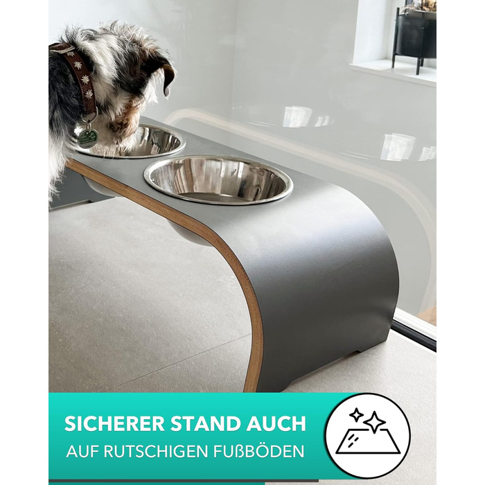 Набір мисок для собак MilaCasa - 2 шт., підняті миски для корму, сірий, для собак