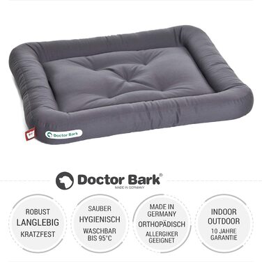 Ортопедичне ліжко для собак Doctor Bark, 75x65 см, сірий колір, миється при 95°C, гігієнічне, міцне та зручне