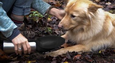 Pacific Paws Поїлка для собак Northwest - переносний диспенсер води, сталева пляшка, силіконовий миска у формі листка, 765 мл, чорний