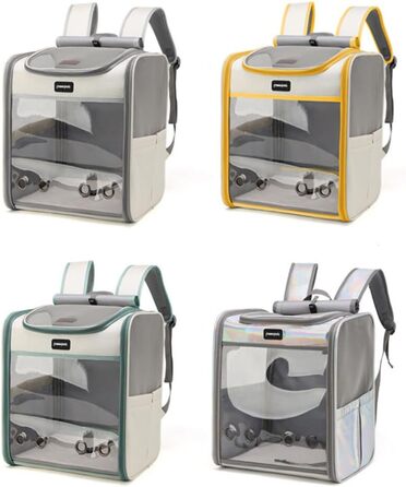 Рюкзак для тварин: переноска для собак та котів до 10 кг, жовта, дихаюча, складна, з прозорим вікном