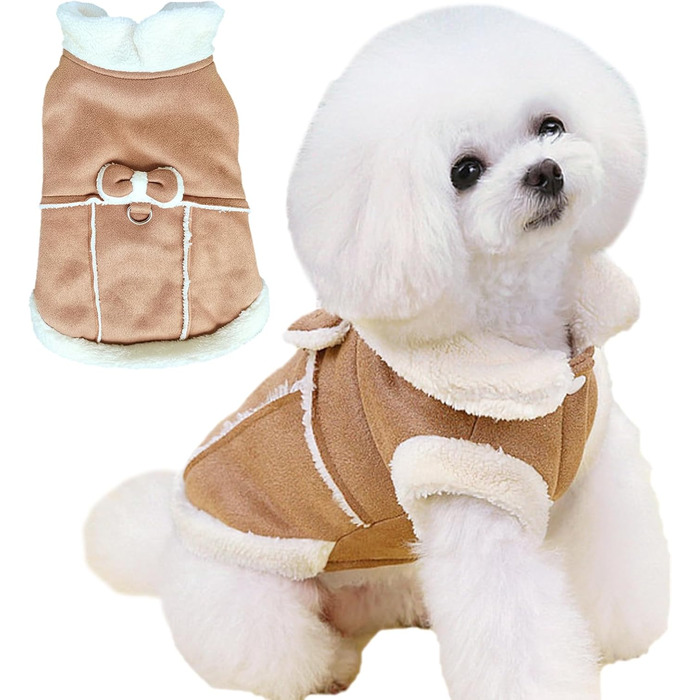 Теплий зимовий одяг для собак Jecikelon: рожевий/хакі, XS, з коміром-гетром, з кільцем для повідка, з флісовою підкладкою