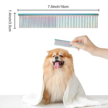 Гребінець для собак та котів, нержавіюча сталь, заокруглені зубці, 19 x 3,5 см