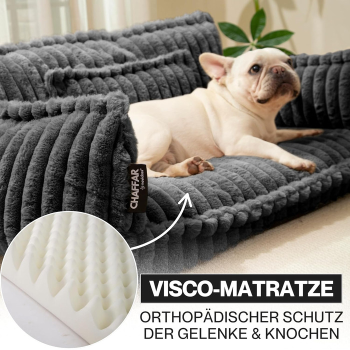 Софа для собак Chaffar | Ортопедичний лежак для собак | Сучасний стиль | Кольорова гама: вугільний | Розмір L (100 см)