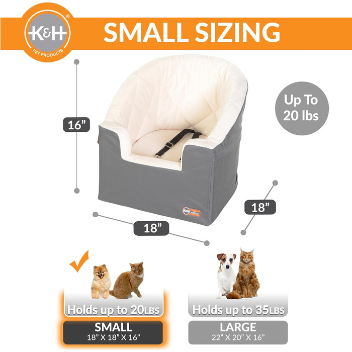 Підвищення для собак K&H Pet Products Eimer Booster з кріпленням для безпеки, сірий/кремовий, для маленьких собак