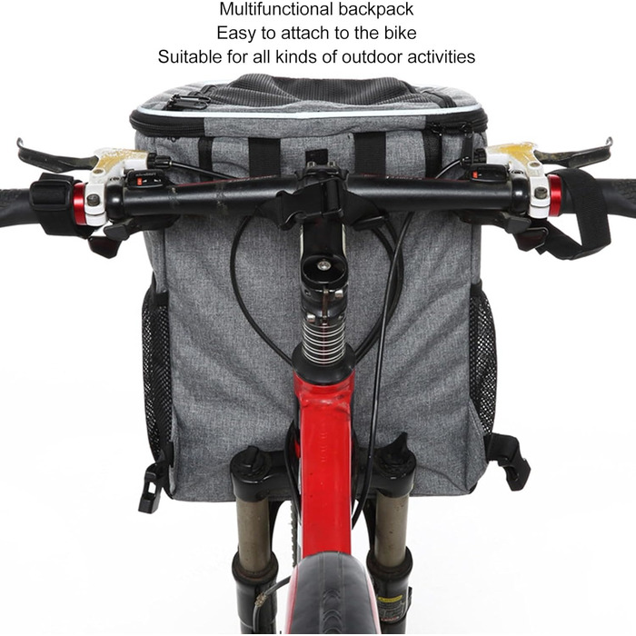 Корзина для собак на велосипед, рюкзак для домашніх тварин та автокрісло для цуценят. Підходить для піших прогулянок, велопоїздок, кемпінгу. М'яка, розширювана, складана, для ролерів, електровелосипедів, велотримачів. Також підходить для котів. Колір: сір