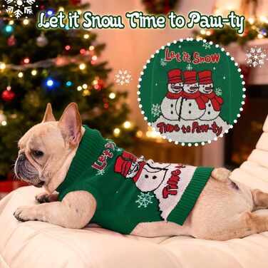 Светр для собак IECOii з коміром-моторолкою, флісовий пуловер, різдвяний пуловер для собак, теплий в'язаний пуловер на Хелловін, 5XL, зелений