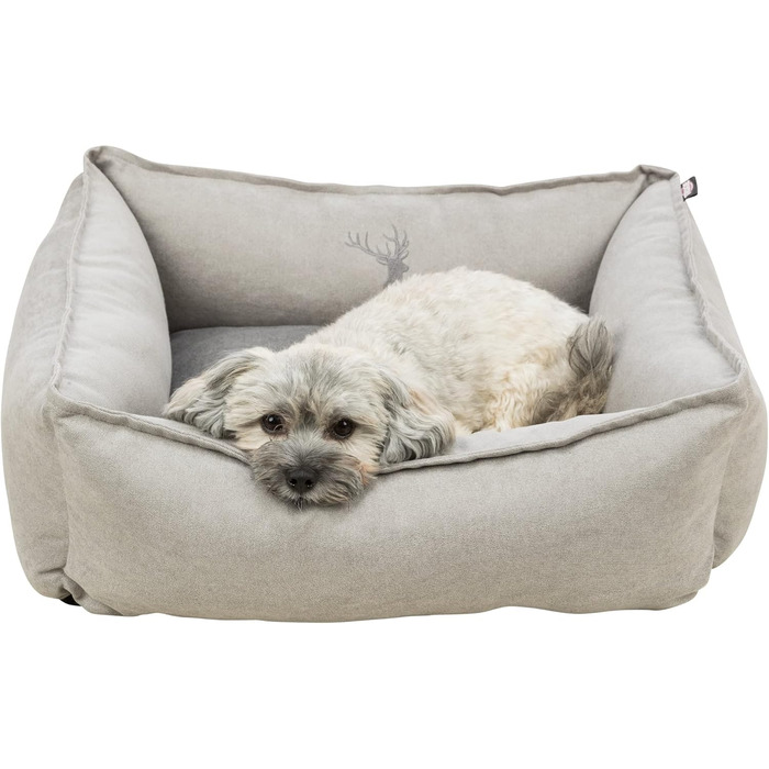 Ліжко для собак TRIXIE Leni, 60x50 см, пісок/сірий - зручне місце для сну з подушкою, кошик для собак середніх порід, неслизьке та пральне