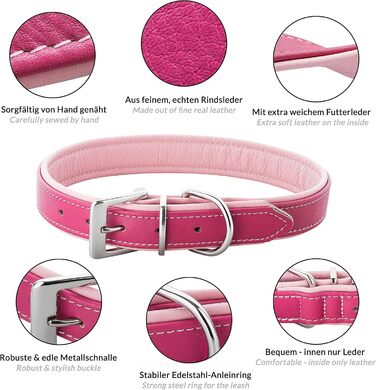 Шкіряне нашийник для собак Fun Line - великий, середній та маленький, з підкладкою, міцний (28-36 см, блакитно-коричневий)