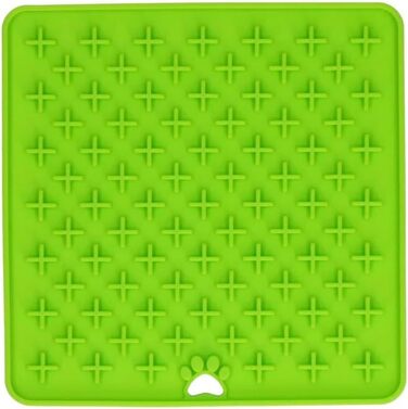 Килимок для годування собак та котів, 19x19 см, зелений, з анти-сніфлінгом, сповільнює поїдання, 100% силікон, для відволікання, миється в посудомийній машині