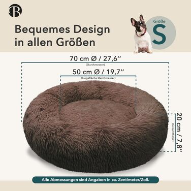 Ортопедичне ліжко для собак середніх порід, 70 см. Квадратне, з ефектом пам'яті, м'яке, з штучним хутром. Колір: Кофе.