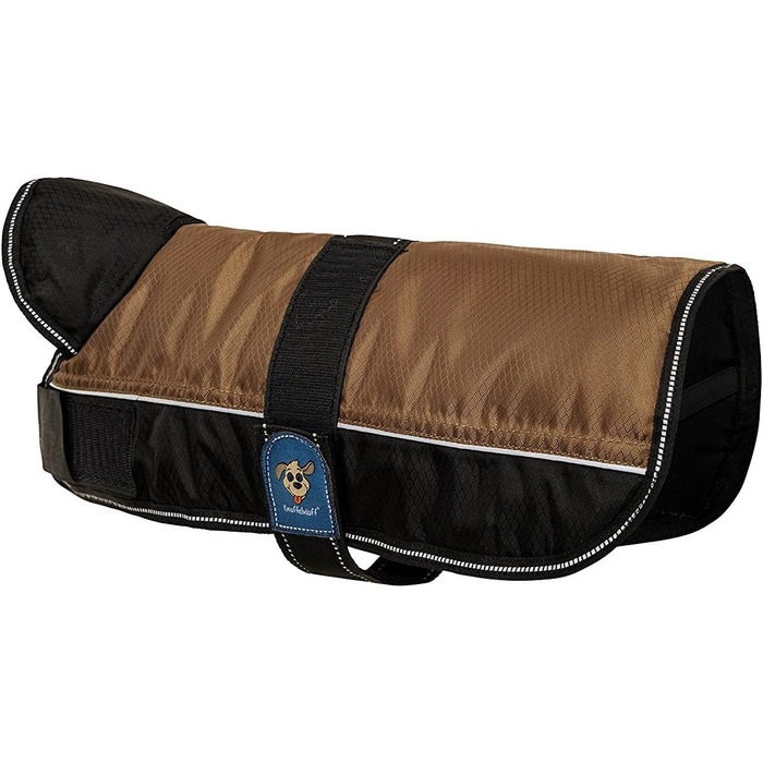 Накидка для собак Knuffelwuff 13929-022, функціональна тканина, світловідбиваюча, з коміром, коричнево-чорна, 65 см