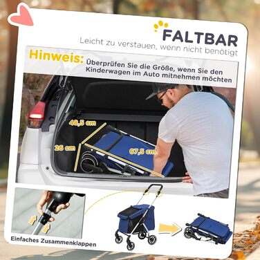 Візок для собак та котів PawHut легкий, складною конструкцією, з алюмінію, з подушкою, сіткою, дверима та кошиком для зберігання (Блакитний)