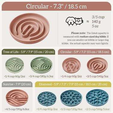OHMO Antischling Napf для собак (Дерево Життя), миска від ковтання для собак, котів, цуценят, здорове харчування, запобігання здуття живота, антиковзаюча, екологічне силікон, світло-зелений (Tarngrün, M-Klassisch)