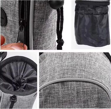 Сумка для тренувань з ласощами для собак, цуценят, сірого кольору. Містка сумка для прогулянок та збору екскрементів.