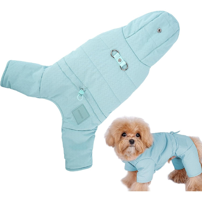 Зимова куртка для собак, тепла флісова куртка для маленьких собак, блакитна, 2XL