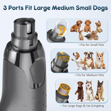 Електричний точило для собачих нігтів Gimars, 6 швидкостей, з LED-підсвічуванням, USB-зарядка (сірий)