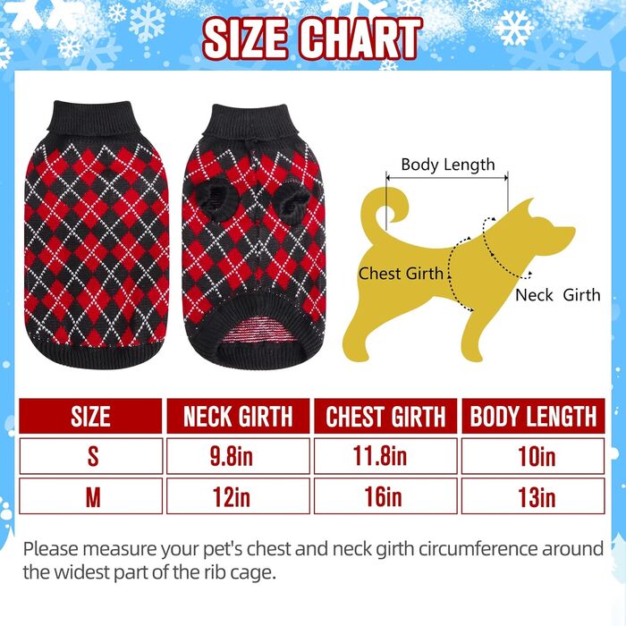 Теплий зимовий пуловер з діамантовим візерунком Kooltail для собак середніх та великих порід, червоний та зелений (M)