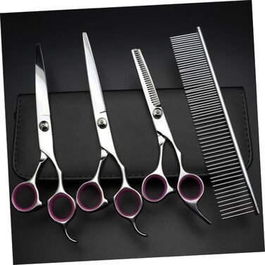 Набір для грумінгу собак та котів FOMIYES (4 шт): ножиці прямі, зігнуті, фінішна, гребінець, серветка