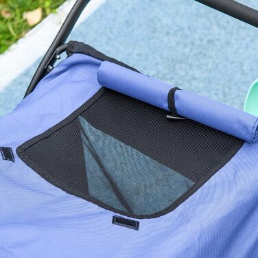 Візок для собак PawHut - зручний та безпечний візок для собак середніх та великих порід (до 30 кг), з сітковими віконцями та надійною системою безпеки, блакитний, матеріал: Oxford