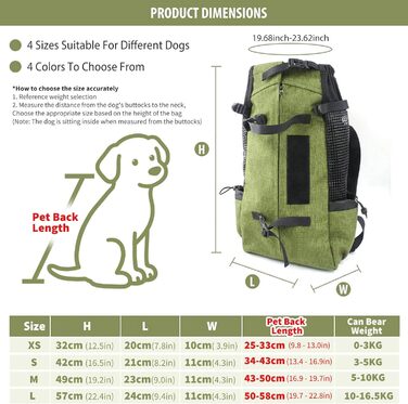 PETCUTE Рюкзак для собак і котів, переноска для тварин, рюкзак-переноска для подорожей, рюкзак з вентиляцією для маленьких і середніх собак і котів до 10 кг, трав'яно-зелений M (до 10 кг)