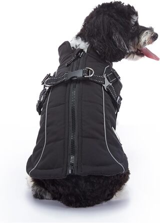 Зимовий теплий одяг для собак YRRYGMN: куртка з відбиваючими елементами, жилет для холодної погоди, для собак маленьких та середніх порід (L, сині крапки), чорний, S: обхват грудей 34-37 см