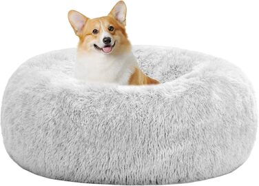 Ортопедичне ліжко для собак HMTOPE: кругле, м'яке, для собак та котів, 70 см, сірий колір