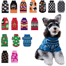 CuteBone Синій пуловер для собак зі сніжинками, одяг для цуценят, теплий светр, зимова куртка для маленьких собак, з отвором для повідка DS72XL-DE XL Сніжинка