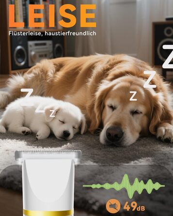 Триммер для собак і котів Unibono Leise - акумуляторний, 4 насадки для грумінгу, 7000 об/хв