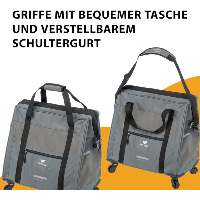 Транспортна переноска для собак та котів Ferplast Voyager Trolley, біла, з висувним ручками та колесами, до 15 кг, 46x26x48 см