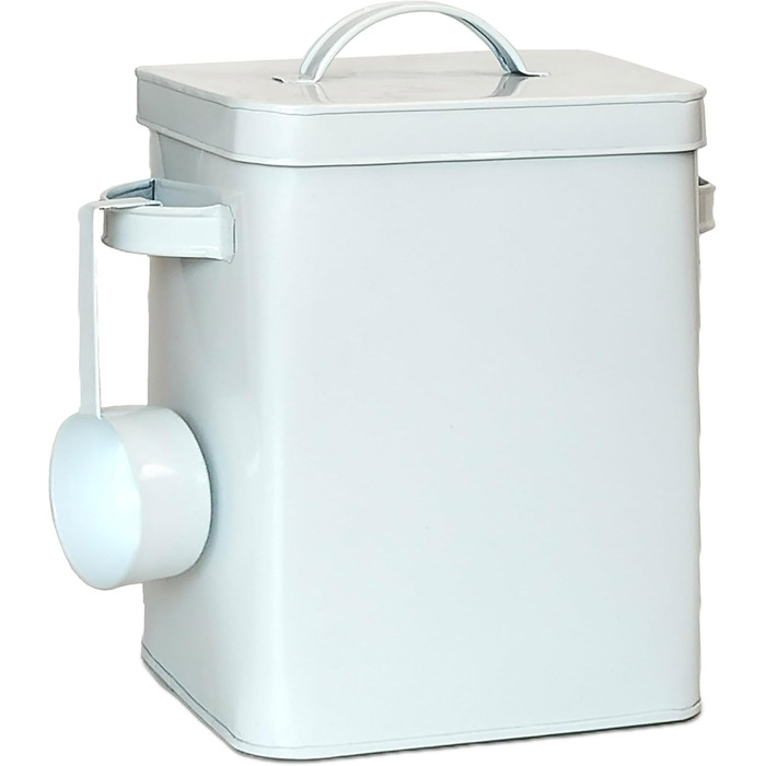 Металева коробка Relaxdays 6,5 л з дозатором для кормів та продуктів, герметична, біла