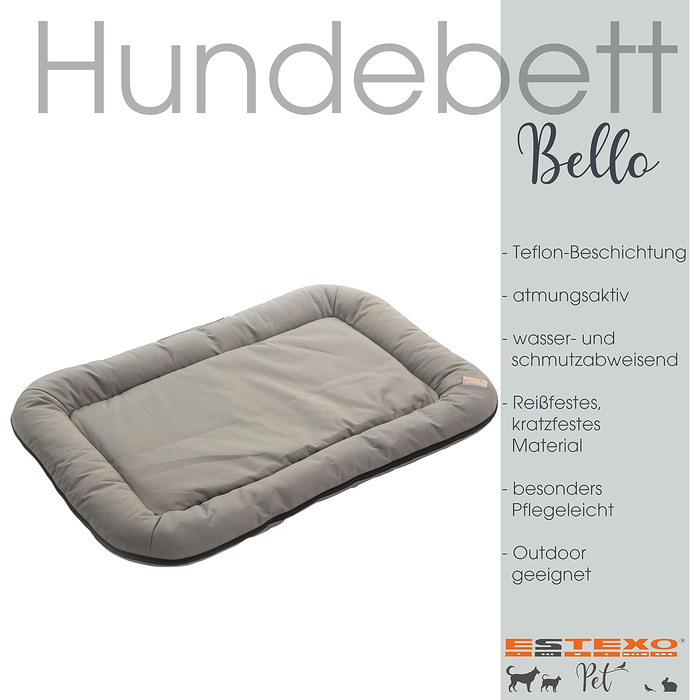 Крісло-ліжко для собак та котів ESTEXO, сіре, 80x105 см, з водонепроникним покриттям