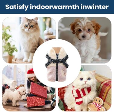 Зимовий теплий флісовий одяг для собак з коміром, для малих та середніх тварин. Зелено-білий/Рожево-білий