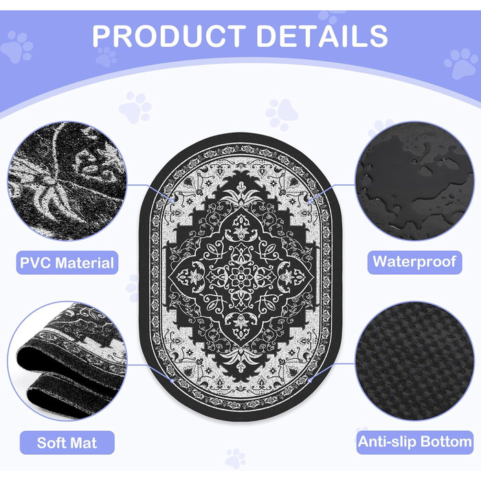 Килимок для котячого туалету Bienbee Katzentoilettenmatte, XL, 101,6 x 76,2 см, з антиковзним шаром, легко миється, чорний