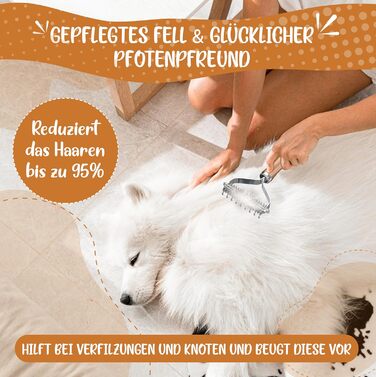 Двостороння щітка для собак та котів 2в1: щітка для підшерстка та гребінець для підшерстка, бамбук, розмір M-L