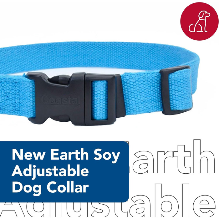 Регульований нашийник для собак Coastal New Earth Soja, фуксія, 1,9 x 30,5–45,7 см, екологічний соєвий матеріал