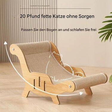 Крісло-лежанка для котів з сизалю, зручне крісло-подряпування, гамак для котів, кошик для пляжу, ліжко для котів, цуценят та дрібних тварин, 53x31x32 см