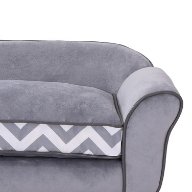 PawHut Dog Sofa Pet Диван з подушкою, можна прати, оксамитовий сірий, підняті ніжки, 73,5x41x33см для комфорту та стилю