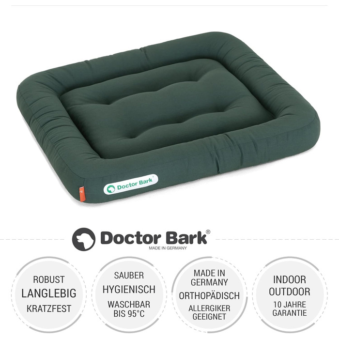 Ортопедична лежанка для собак Doctor Bark, 60x55 см, зелена, 95°C, гігієнічна, міцна та зручна