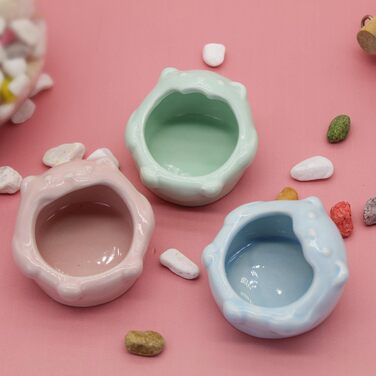 Миска для маленьких тварин LuckyOpt з кераміки, легко миється, проти перекидання, для гризунів, кроликів, їжаків, морських свинок, зелена (рожева)