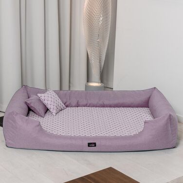 Ортопедичне ліжко для собак Tierlando® Ellen з матрацом з піною з пам'яті та текстурованою облямівкою. Розмір: 90x75 см, колір: рожевий. Підходить для великих і маленьких собак.