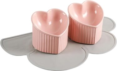 Набір мисок для котів Katzennapf Set: підняті миски, кераміка, проти слизької поверхні, набір з двох мисок, зелений & темно-зелений (рожевий & рожевий)