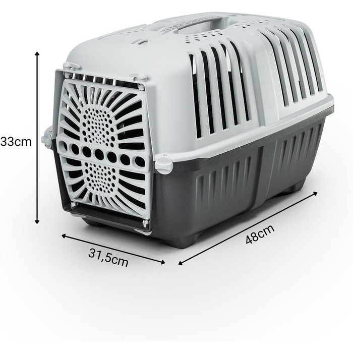 Транспортна переноска для собак Lionto, 55x36x36 см, сіра, для собак та котів до 15 кг