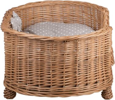 Лежак для собак і котів з лози з подушкою, дот, 85x58x37 см