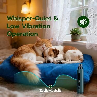 Електричний точило для собачих кігтів Tolesum з LED-підсвічуванням, тихий, перезаряджуваний, потужний для собак та котів (маленьких та середніх порід)