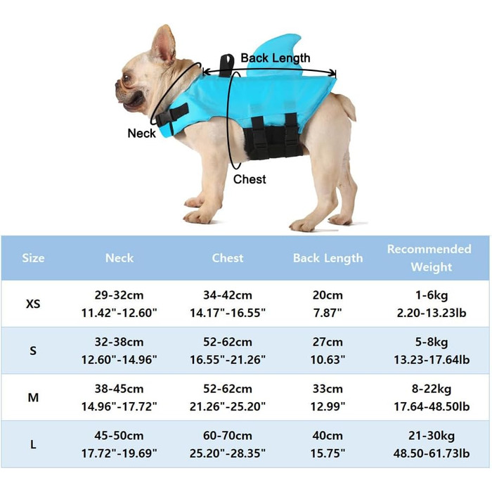 Спасальний жилет для собак FONLAM, блакитний, розмір M - для малих та середніх порід