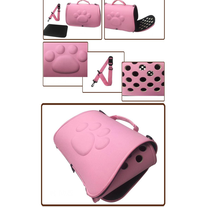 М'яка переносна сумка для тварин | З плечовим ременем, легка сумка для котів та собак - для подорожей, кемпінгу, ветеринара, міста (Рожева, M)